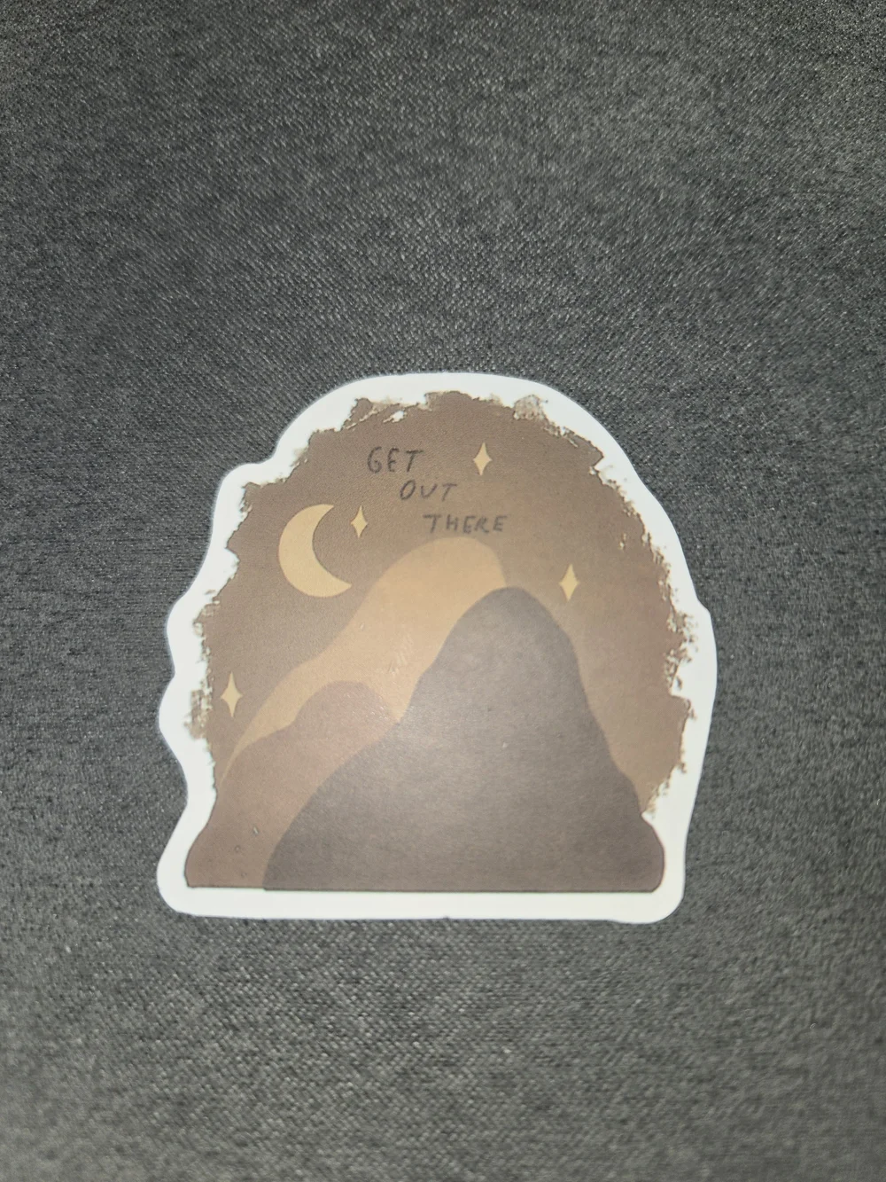Get Out There Brown Mountain Vinyl Sticker - Brown Adventure Decal